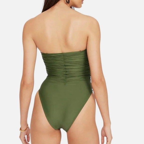 J.Crew Women’s Ruched Sweetheart One-Piece Swim Suit in Olive Green Size 22 - Picture 3 of 11